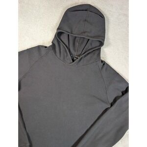 Public Rec Mens Waffle Knit Thermal Hoodie Black Raglan Pullover Size L